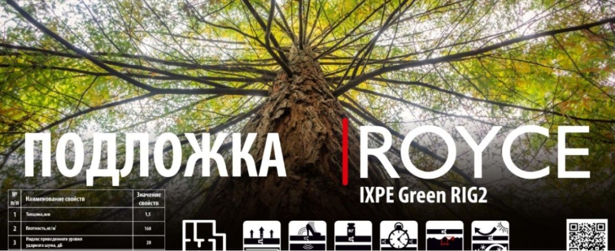 Подложка под LVT Royce IXPE Green RIG2 1.5 мм для LVT