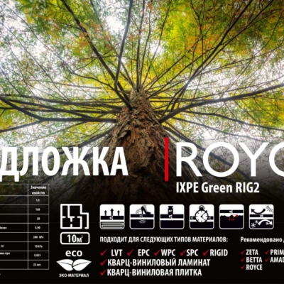 Подложка под LVT Royce IXPE Green RIG2 1.5 мм